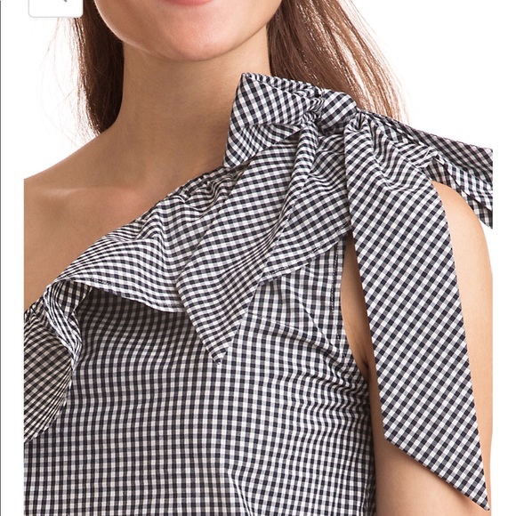 Vineyard Vines Petit Gingham One Shoulder Bow Top - Picture 6 of 8